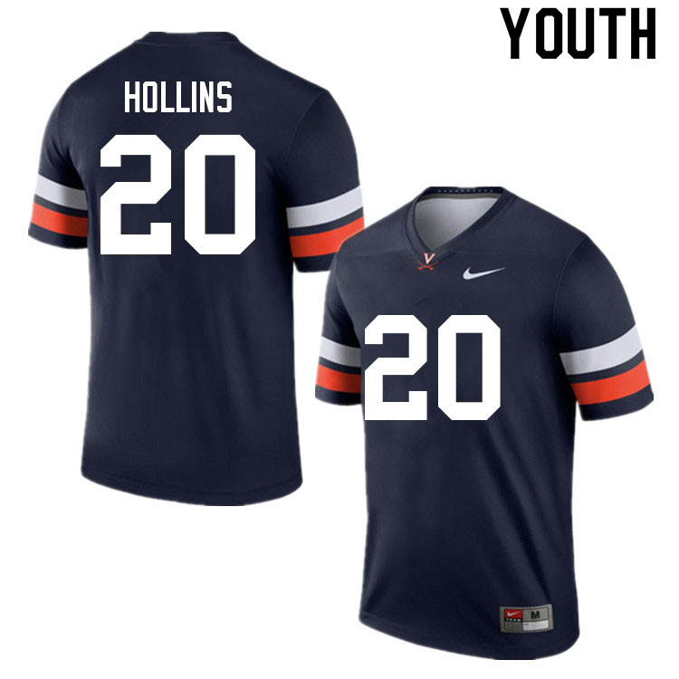 Youth #20 Mike Hollins Virginia Cavaliers College Football Jerseys Sale-Navy